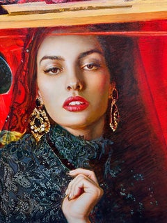 "España" de Oleg Turchin, 60x75 pulg., Óleo original sobre lienzo, Serie Sombrero Barroco