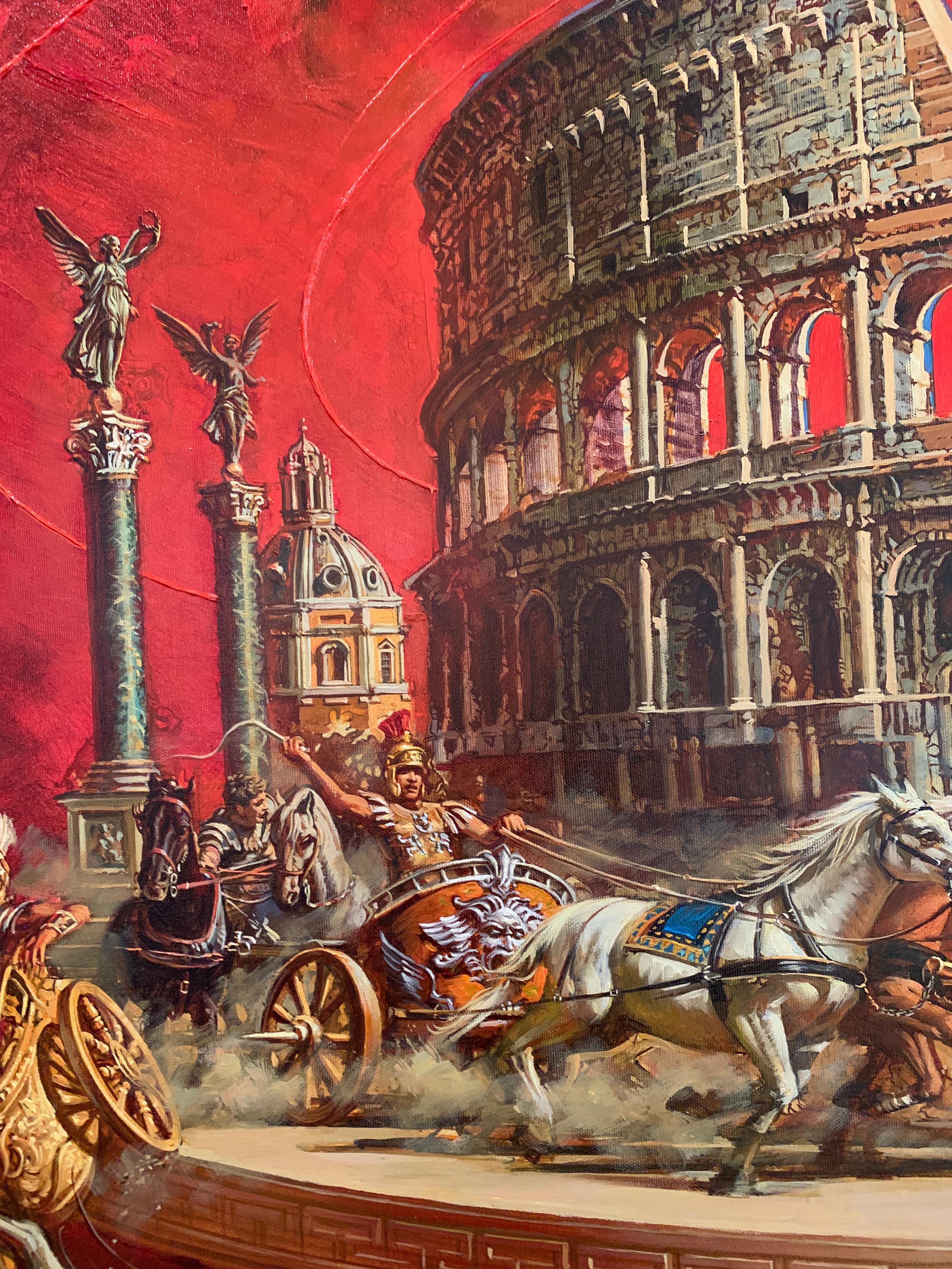 „Rome“, Oleg Turchin, Surrealismus, figurativ, 58x63 in, Barockhut-Serie, Öl im Angebot 6