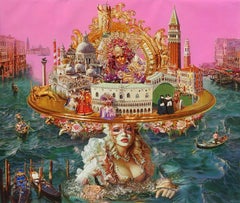 "Spirit of Venise" by Oleg Turchin, 58x63 in., Oil/Canvas, Baroque Hat Series