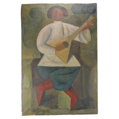 Oleg Zinger. Balalaika player oil on canvas.