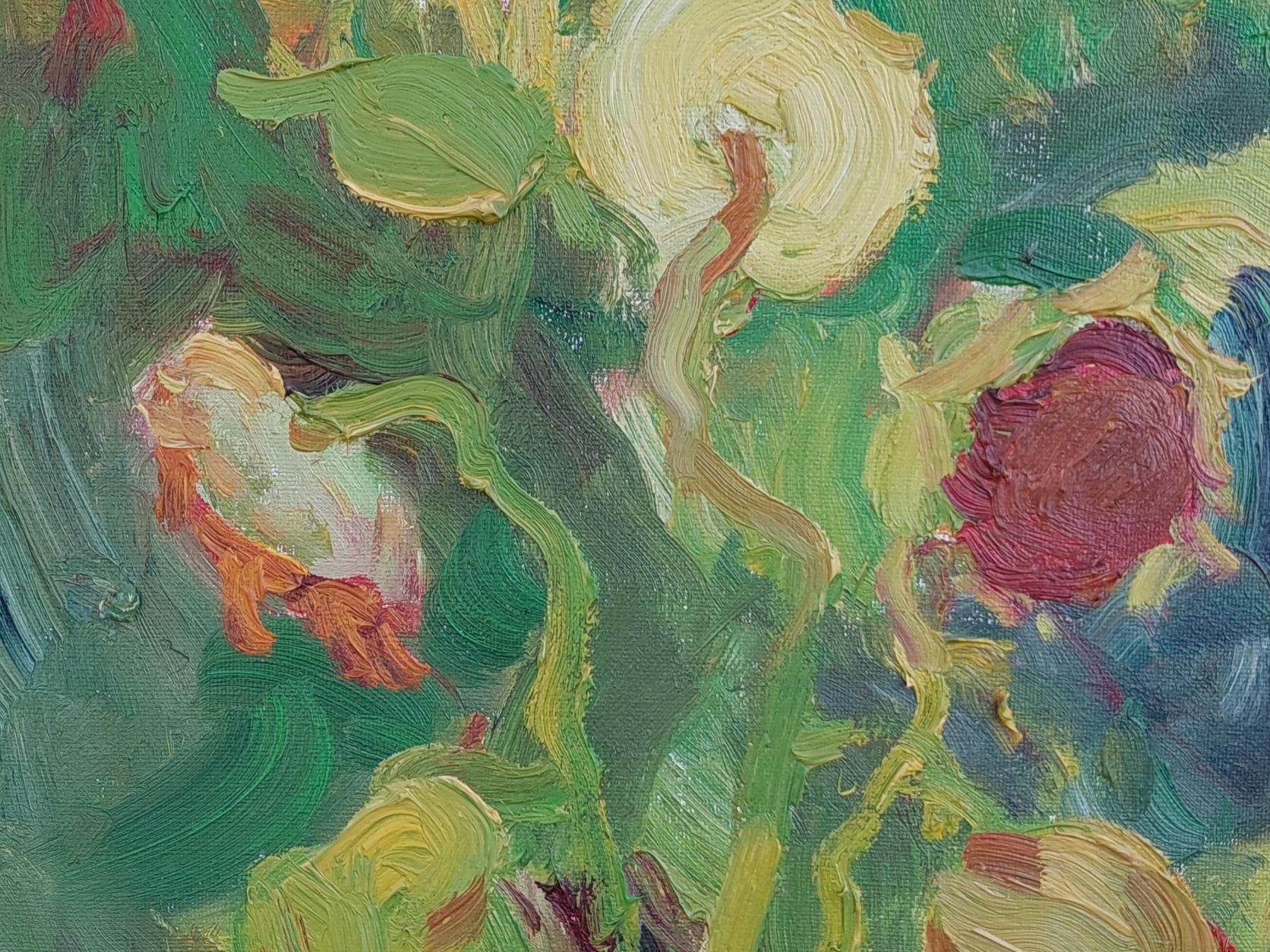 Sonnenblumen (Braun), Still-Life Painting, von Oleksandr Khrapachov