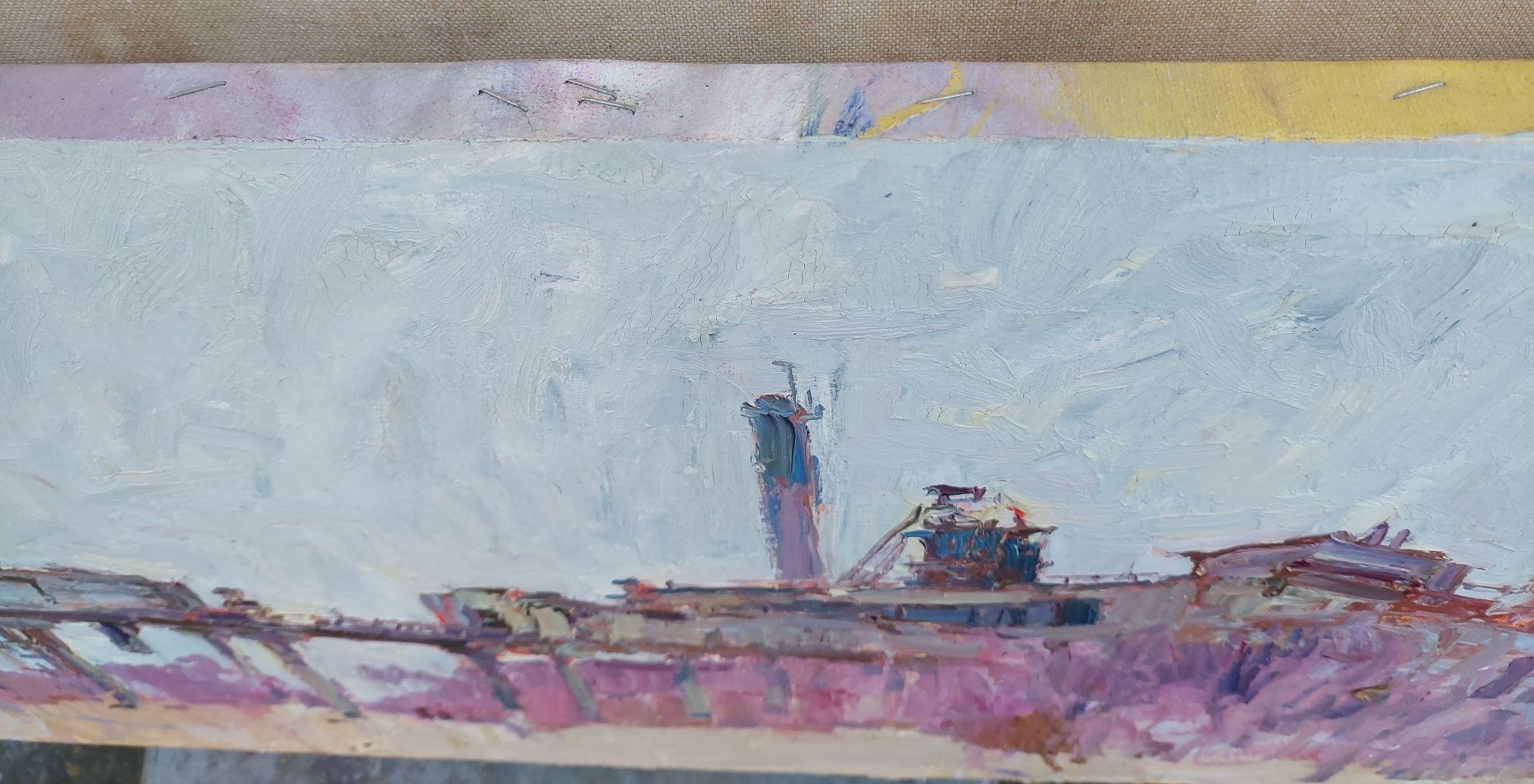 Fabbrica di zucchero - Landscape Painting Grigio di Oleksandr Khrapachov