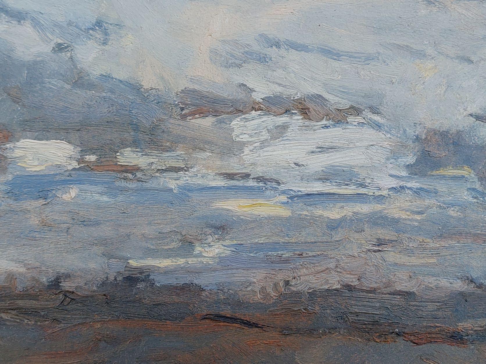Evening - Gray Landscape Painting by Oleksandr Khrapachov