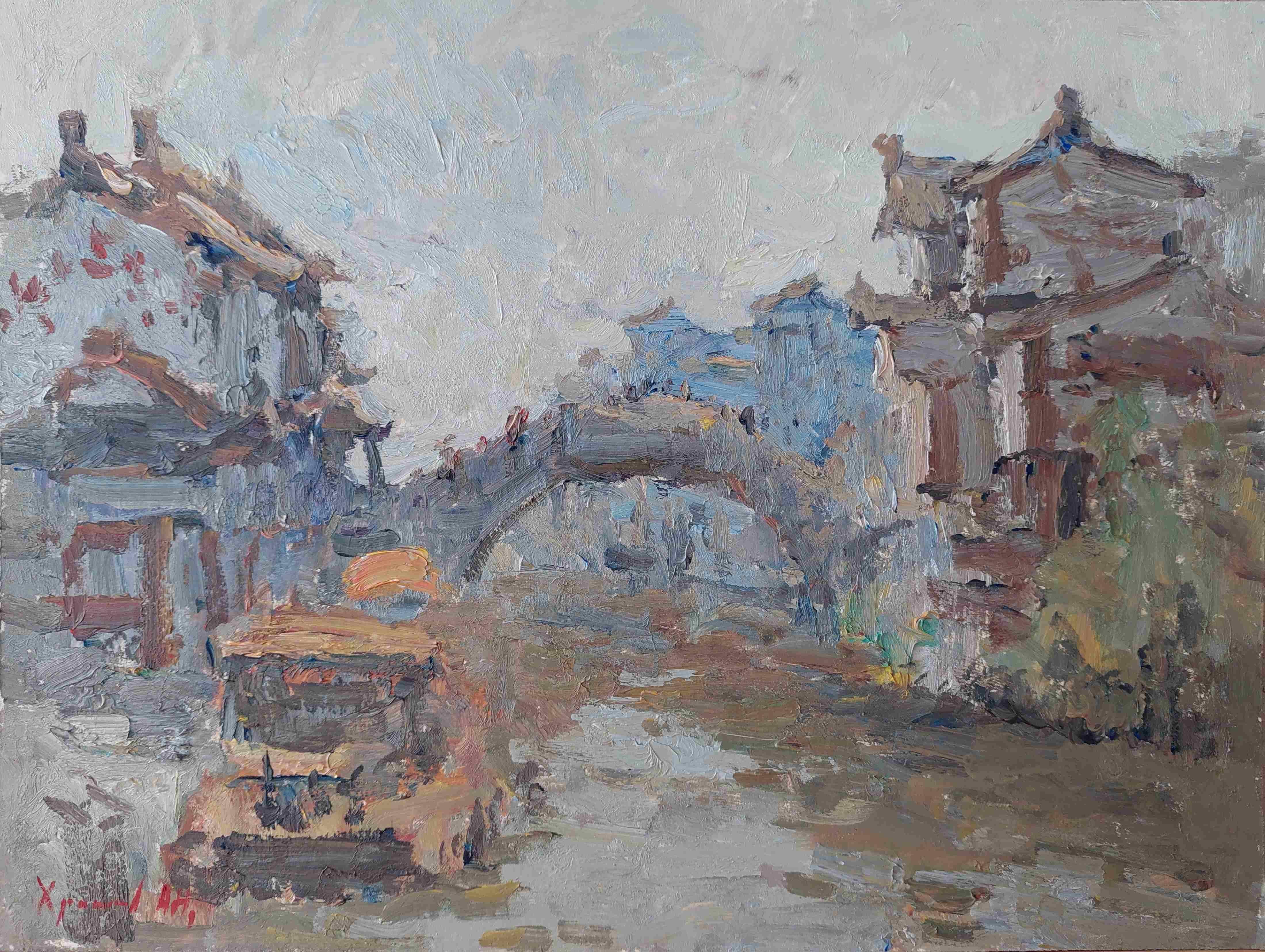  Oleksandr Khrapachov Landscape Painting - All channel. The old Town. Jiangsu Province.