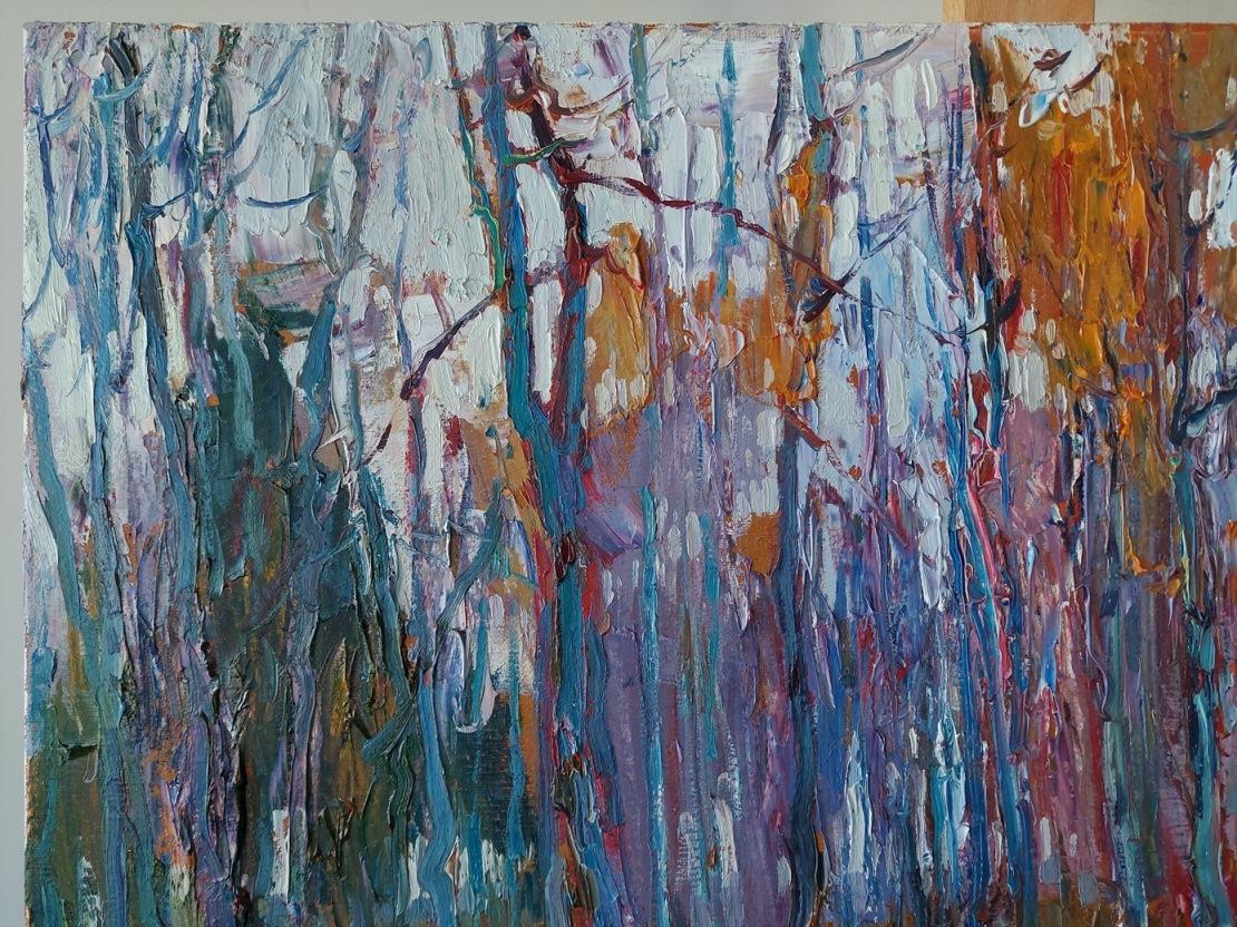 „Among the Birches“ (Grau), Landscape Painting, von  Oleksandr Khrapachov