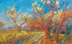 «Blooming Valley», pintura paisajística impresionista, óleo sobre lienzo, 2018
