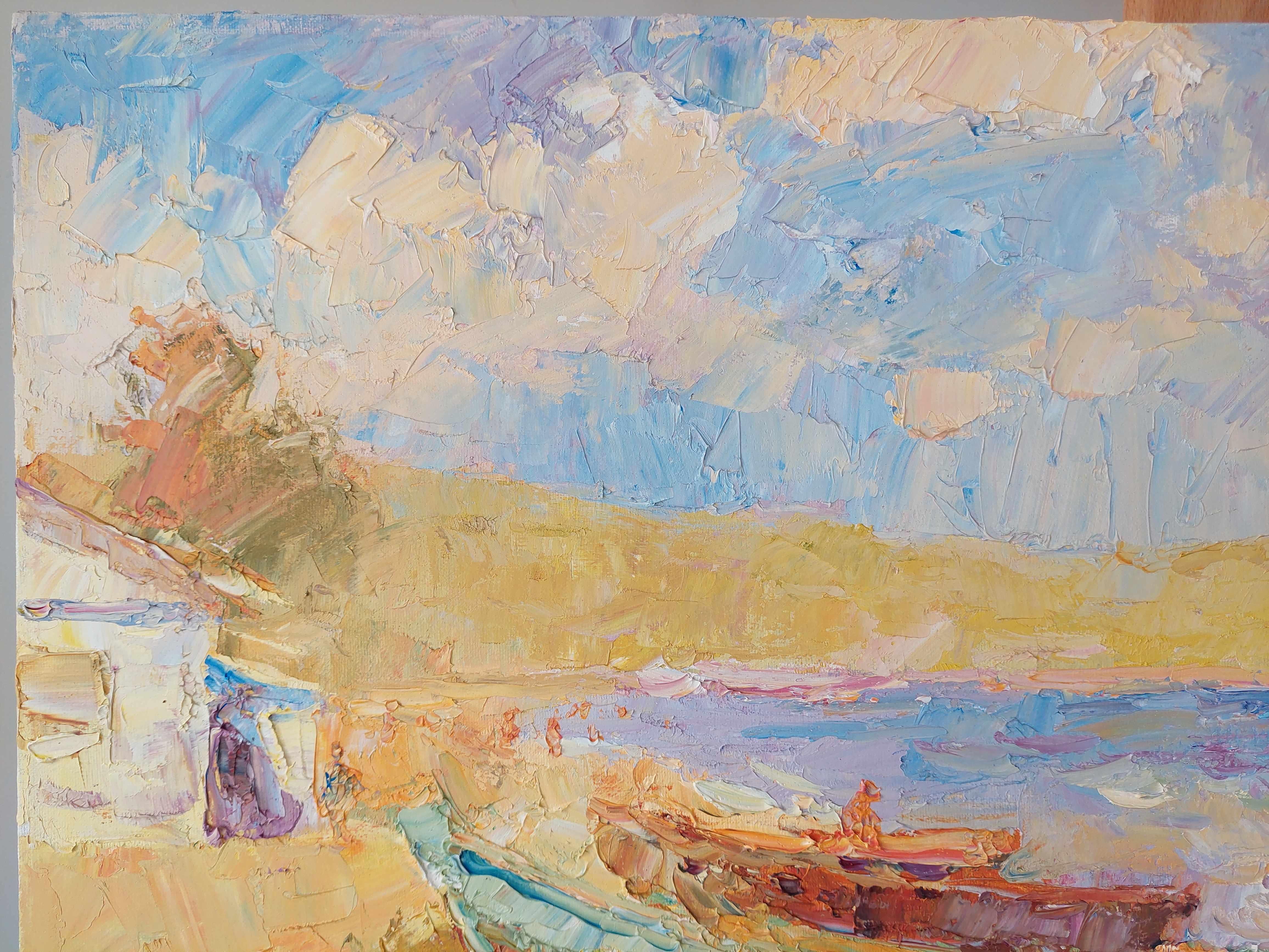 Boote. Yurkino. Krim (Braun), Landscape Painting, von  Oleksandr Khrapachov