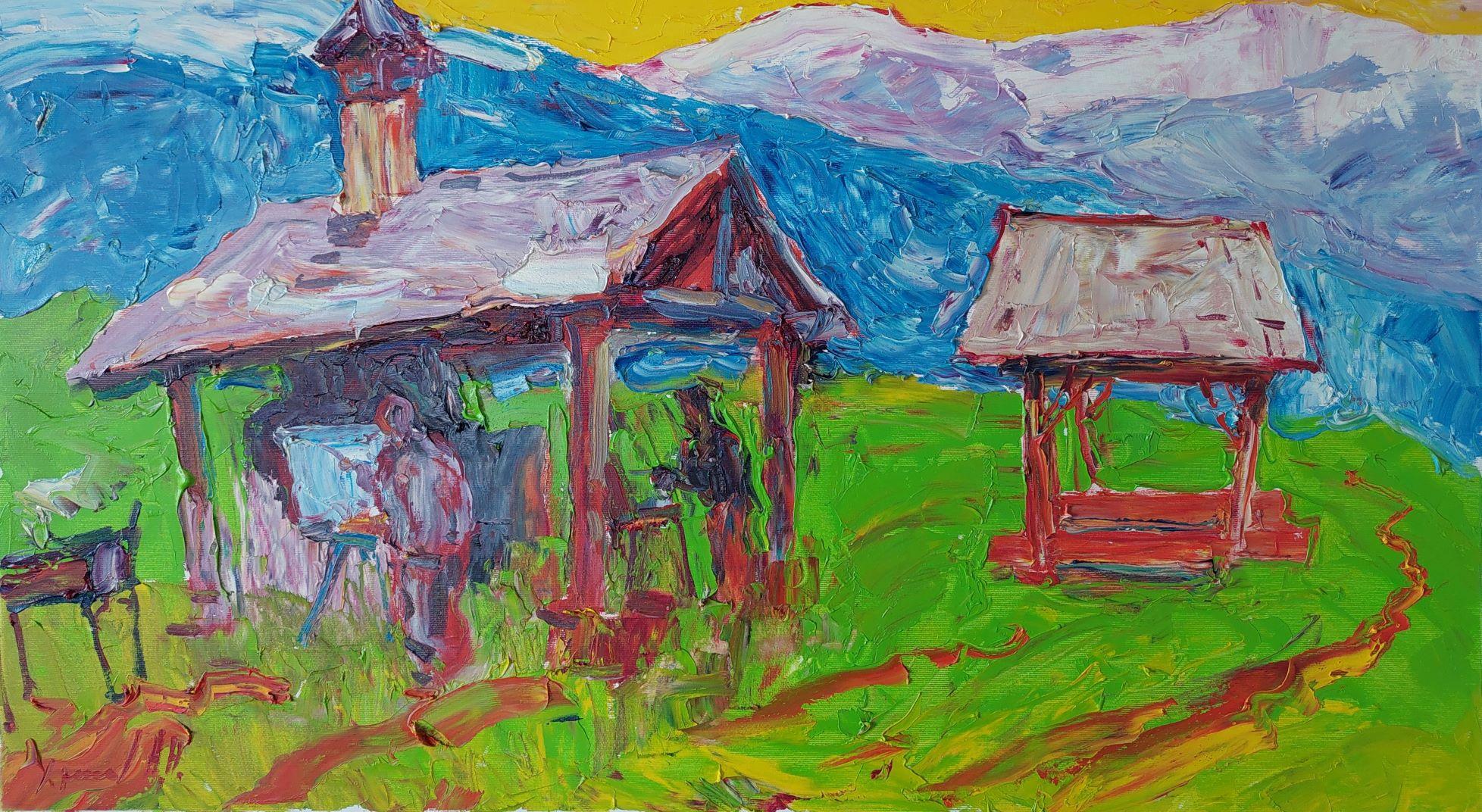  Oleksandr Khrapachov Landscape Painting – Karpatenparadies_