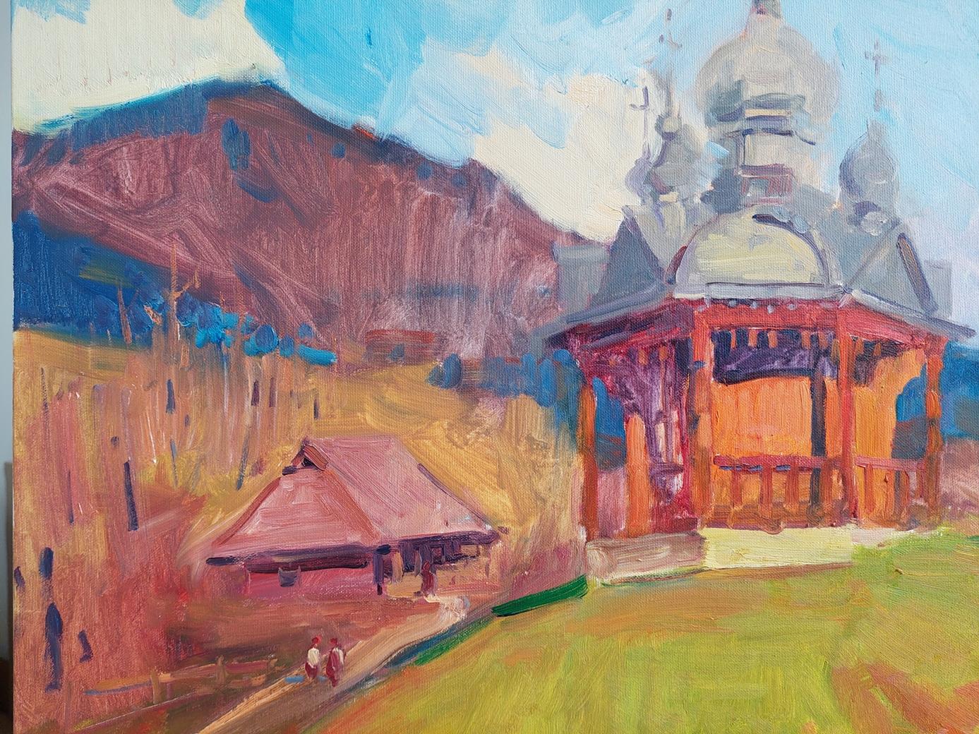 An den Hängen der malerischen Karpaten, inmitten der erwachenden Frühlingsnatur, erstrahlt eine kleine Kapelle - ein Symbol für Spiritualität und Harmonie. Das Gemälde 