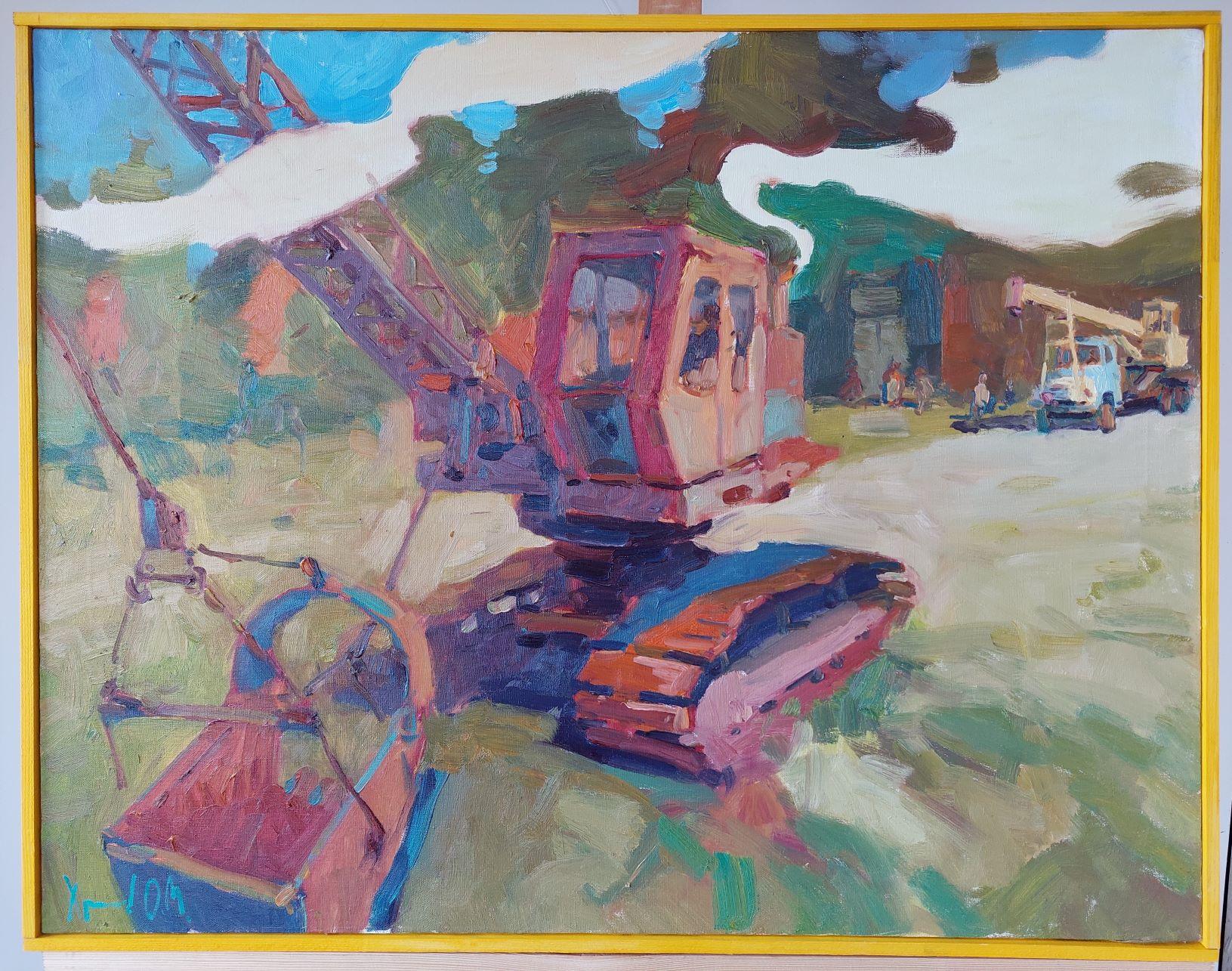 Excavator - Painting by  Oleksandr Khrapachov