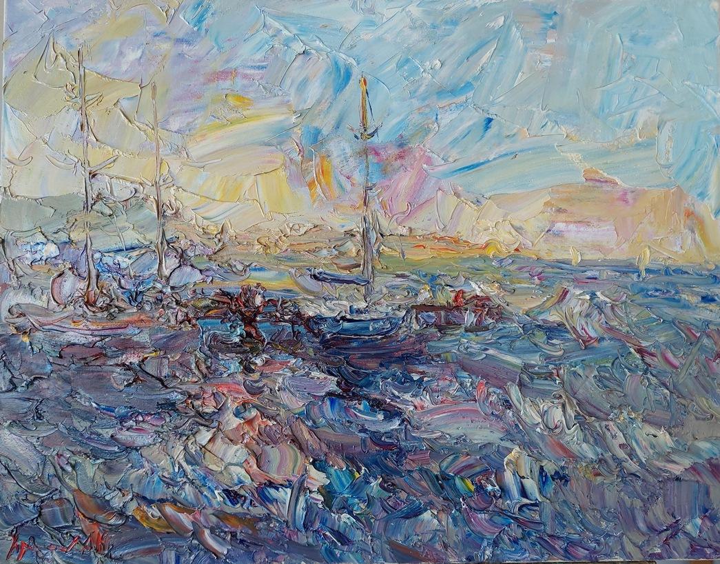  Oleksandr Khrapachov Landscape Painting – "Aufs Meer gehen"