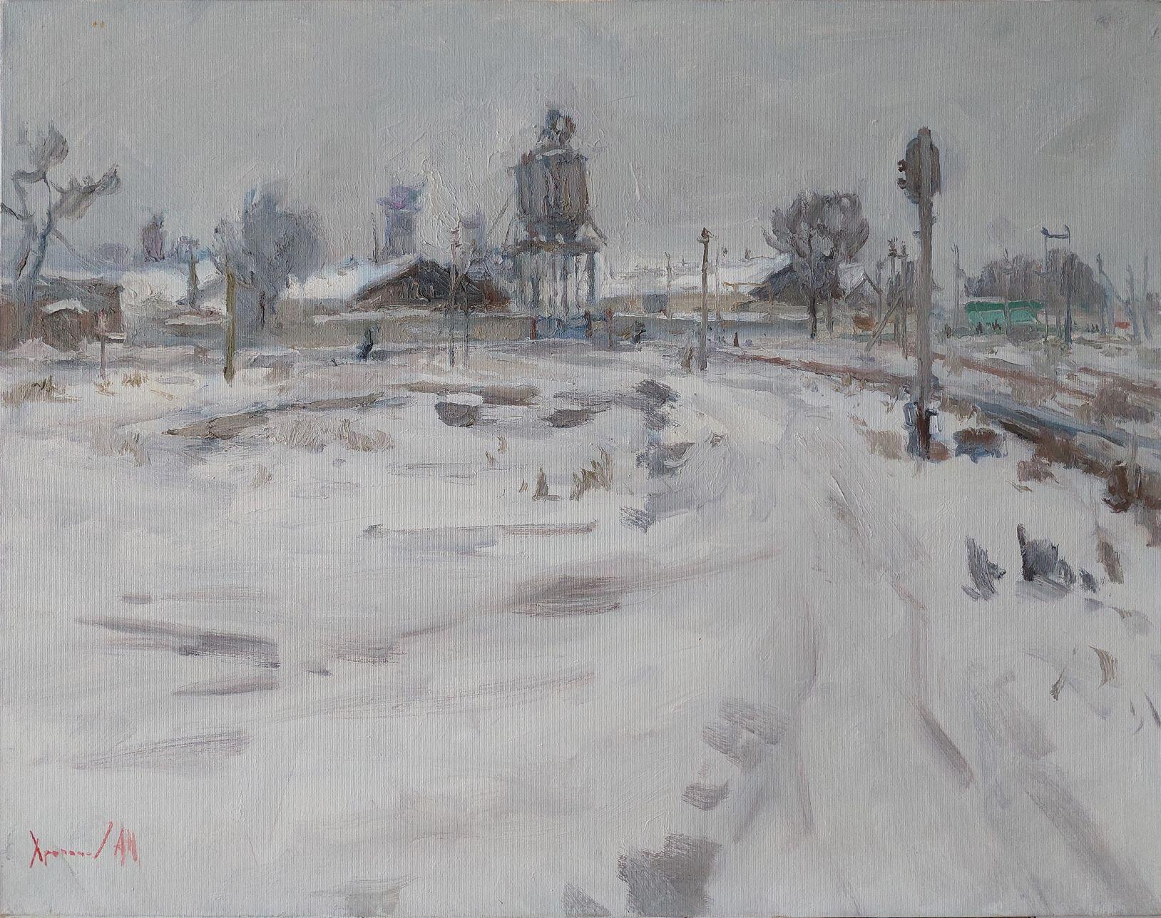  Oleksandr Khrapachov Landscape Painting - Gray day.