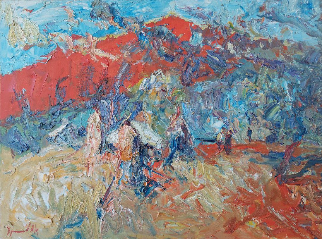 Figurative Painting di  Oleksandr Khrapachov - "I pagliai. Slavsko"