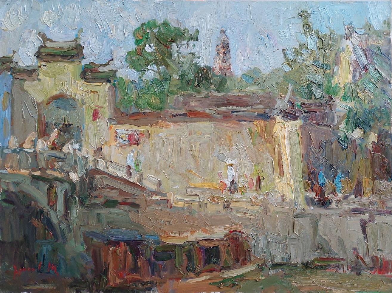  Oleksandr Khrapachov Interior Painting – "Vor den Mauern des Tigertempels"