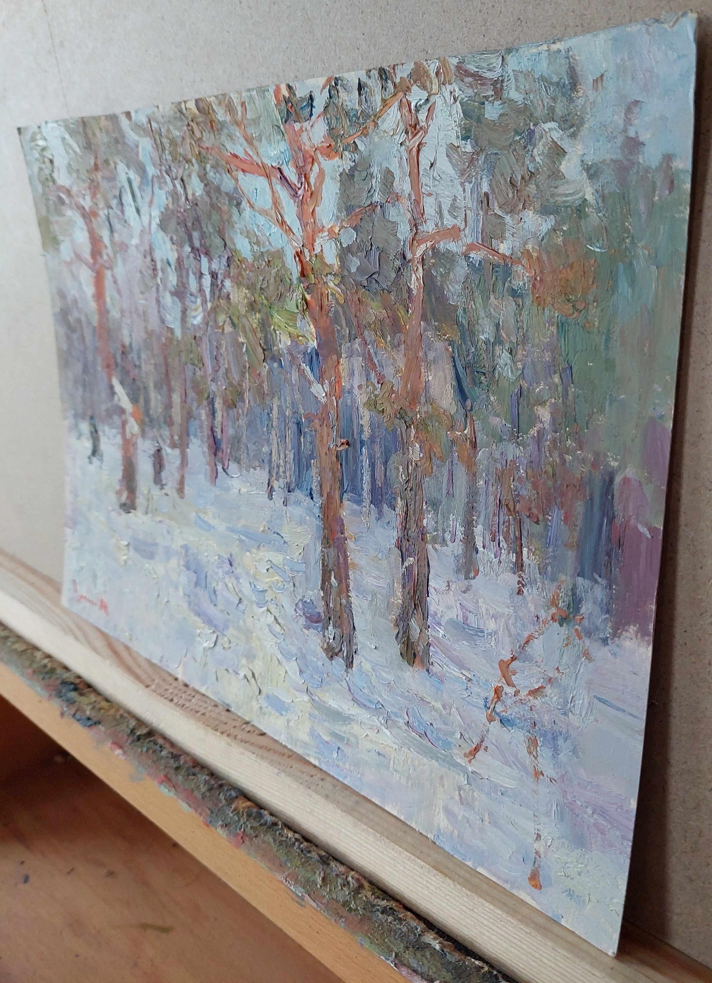 In the forest. Kyiv._ - Gray Landscape Painting by  Oleksandr Khrapachov