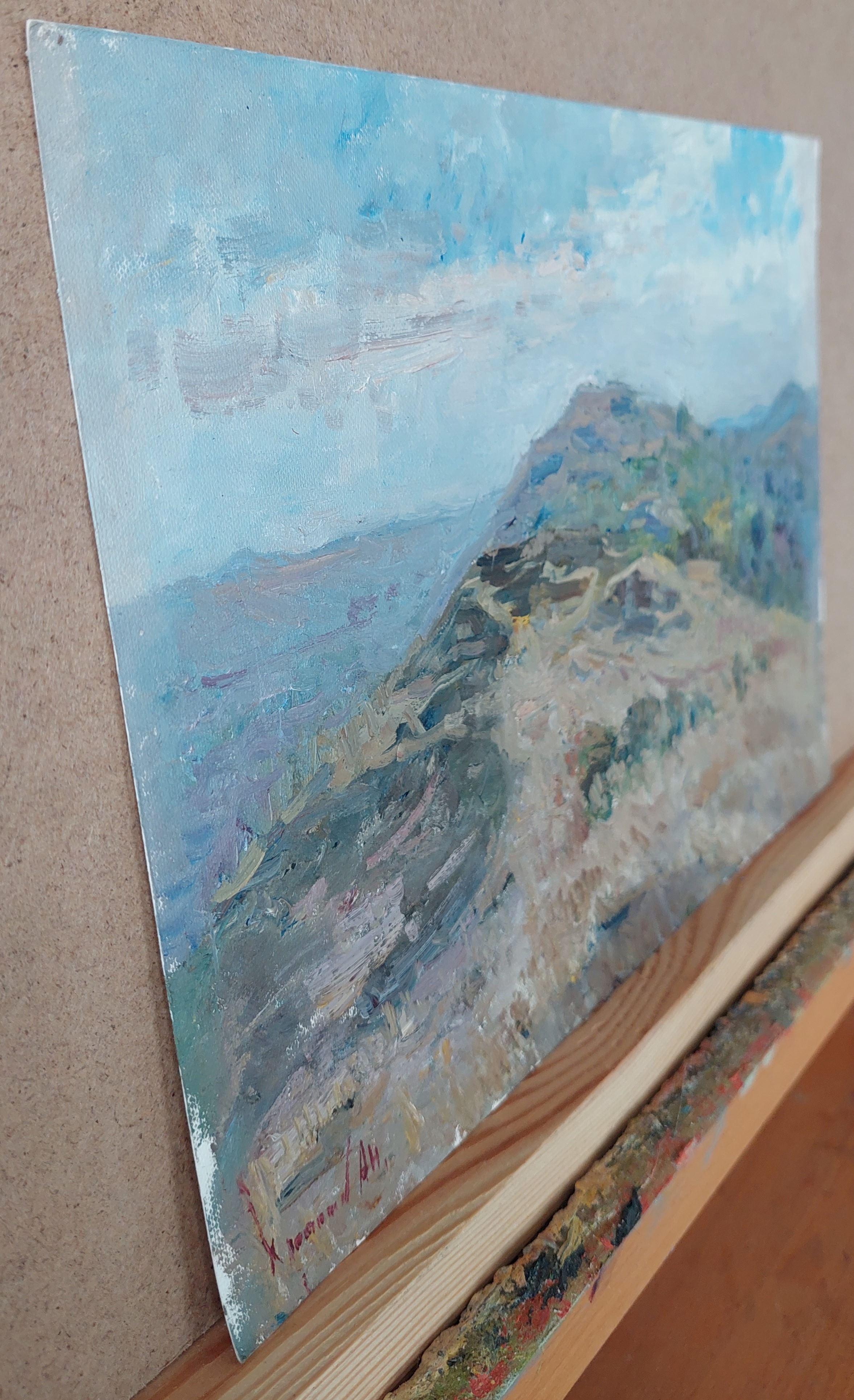 Mount Metridat. Kerch. _ - Blue Landscape Painting by  Oleksandr Khrapachov