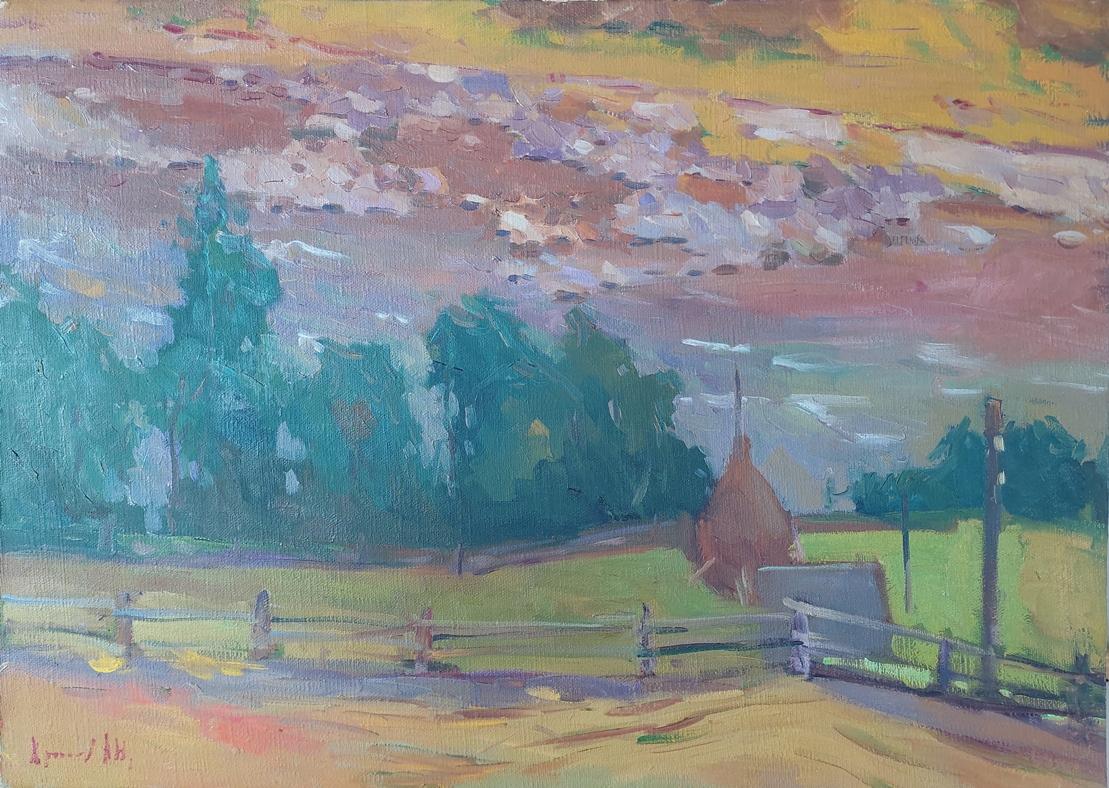  Oleksandr Khrapachov Landscape Painting - "Mountain river in the Carpathians"