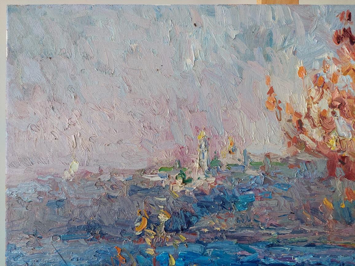 „Near the Dnipro“ (Grau), Landscape Painting, von  Oleksandr Khrapachov