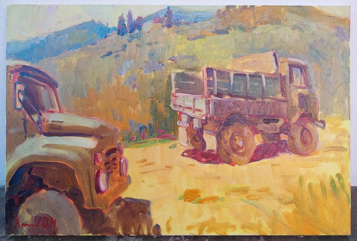 „Auf der Straße“ – Painting von  Oleksandr Khrapachov