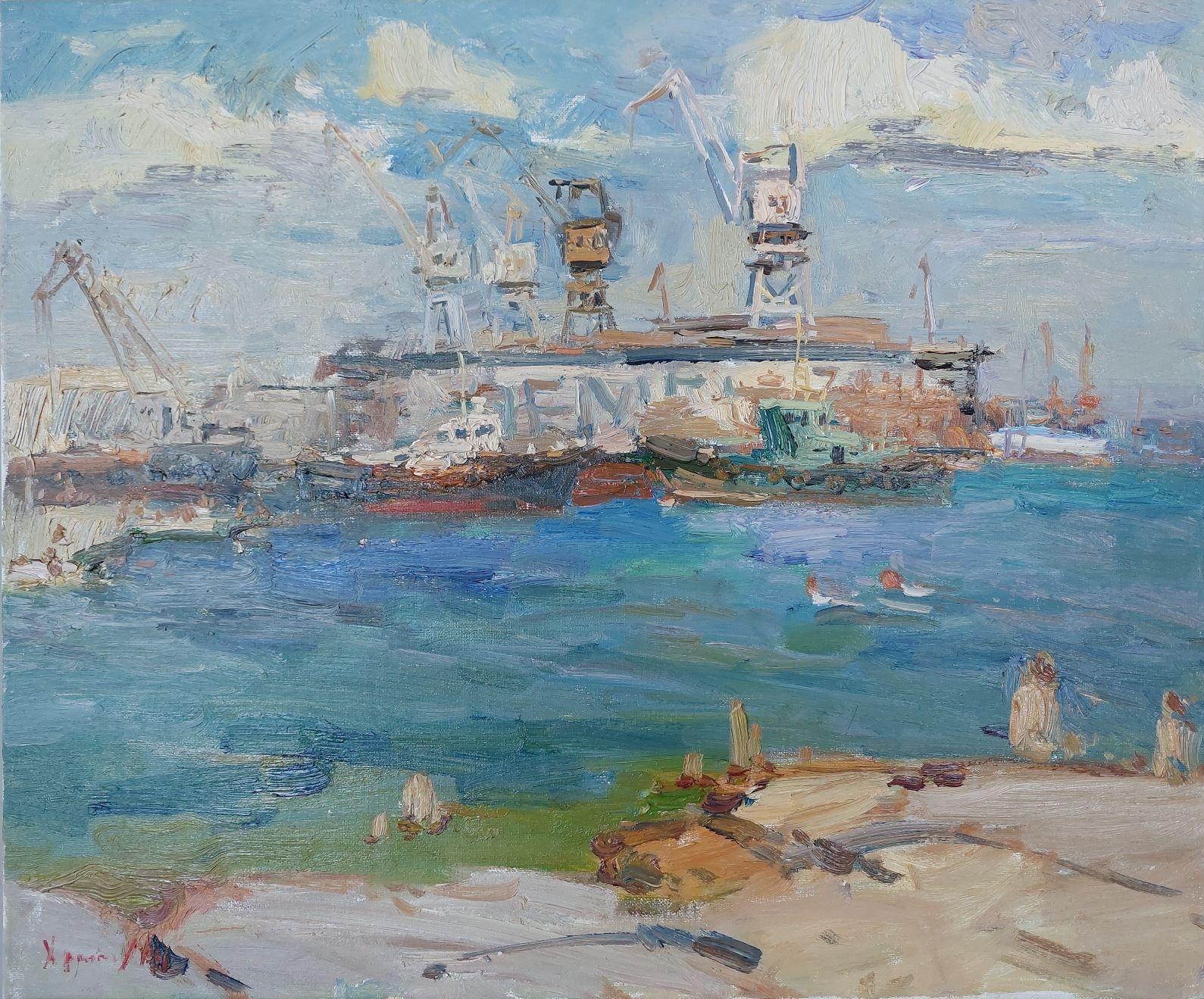  Oleksandr Khrapachov Landscape Painting – Hafen. Kertsch.