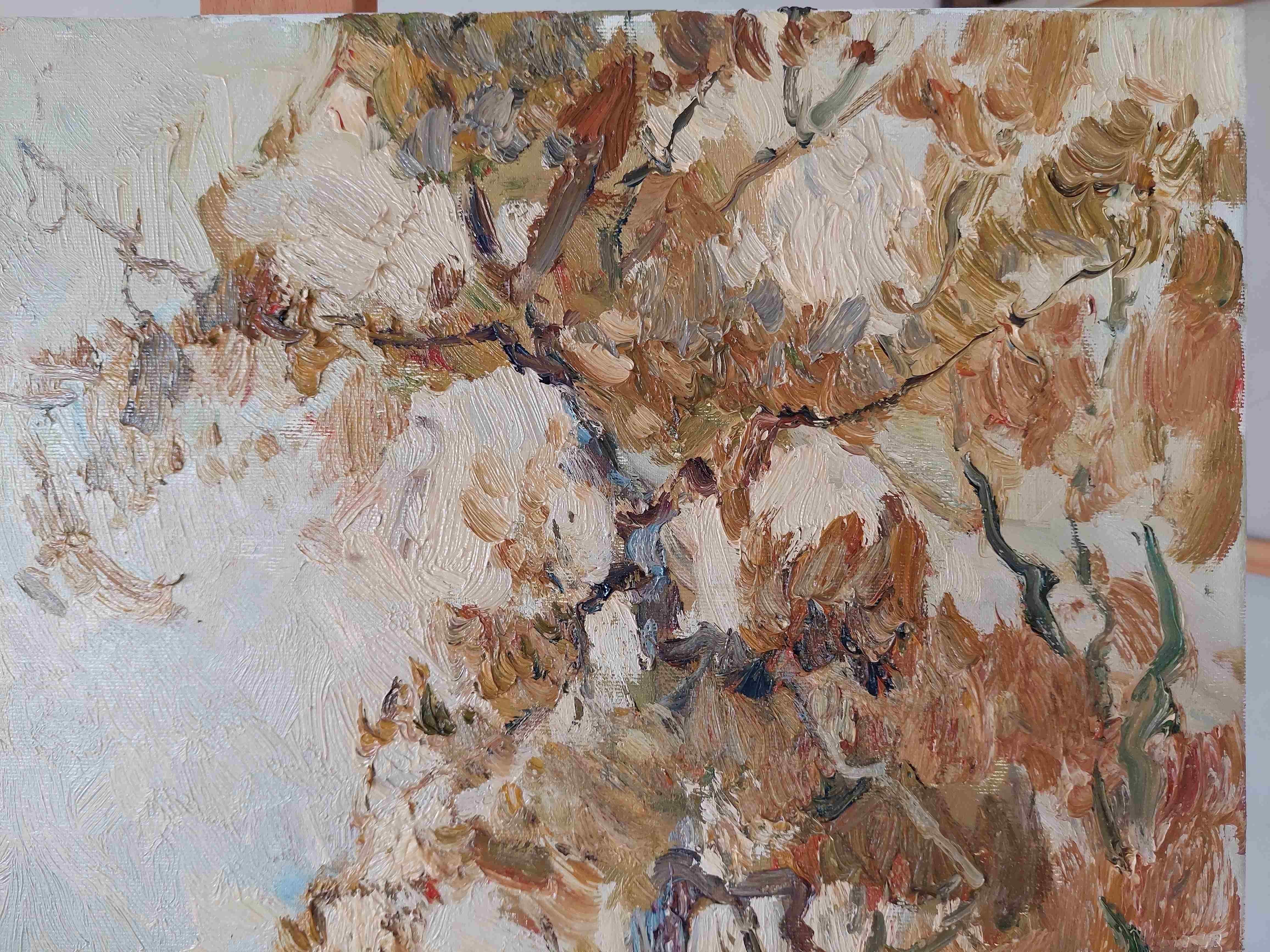 Autunno piovoso - Landscape Painting Grigio di  Oleksandr Khrapachov