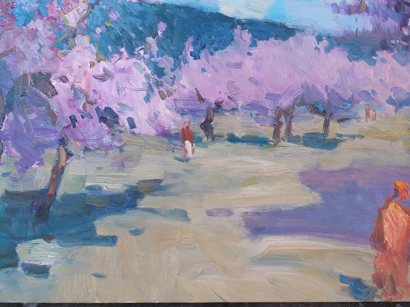 „Sakura blüht auf“ (Grau), Landscape Painting, von  Oleksandr Khrapachov