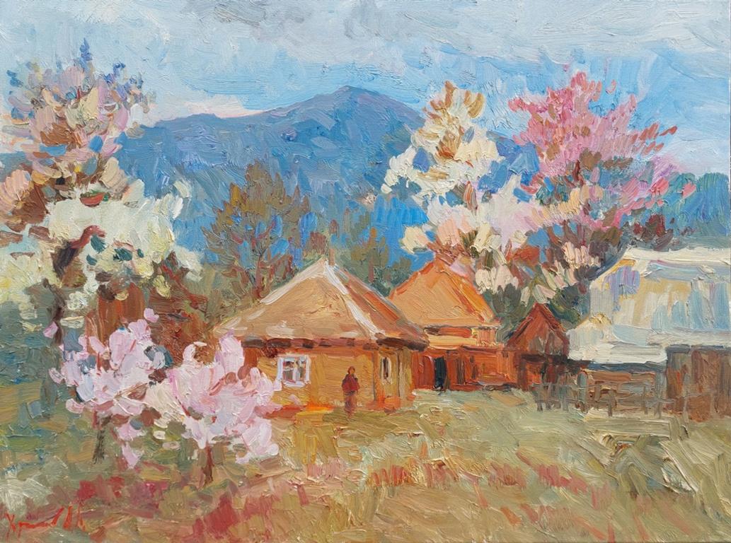 Landscape Painting de  Oleksandr Khrapachov - "Primavera en las montañas"