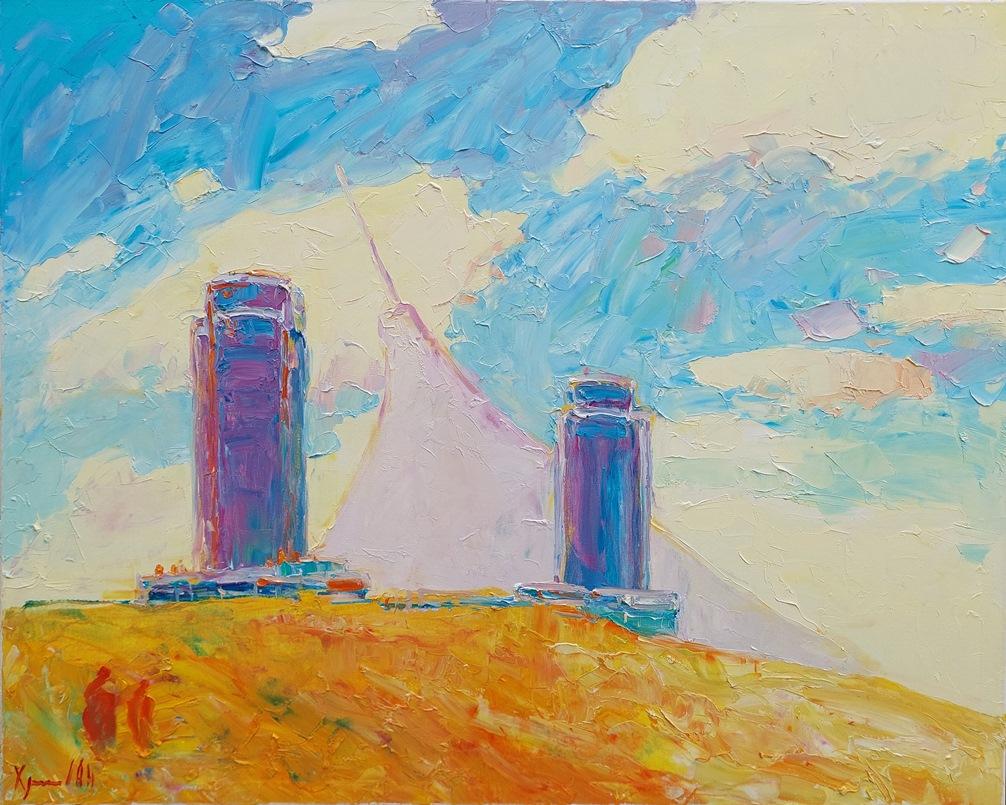  Oleksandr Khrapachov Landscape Painting - "Step. Astana"