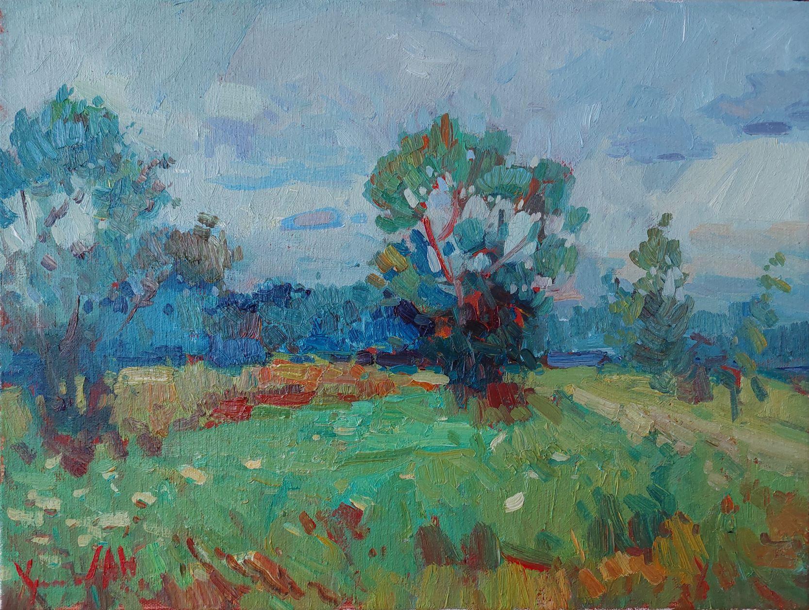 Oleksandr Khrapachov Landscape Painting - _SUMMER RAIN.