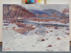 „Aufgetaute Stellen“, impressionistische Landschaftsmalerei, Öl auf Leinwand, 2026