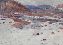 „Aufgetaute Stellen“, impressionistische Landschaftsmalerei, Öl auf Leinwand, 2026