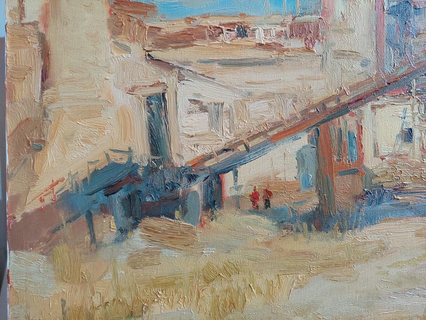 The Colour of Industry is an impressive canvas by Alexander Khrapachov that reveals the unexpected beauty of the industrial landscape. Created in 2013 during a plein air work on the territory of a sugar factory in Poltava region, this 60x80 cm work