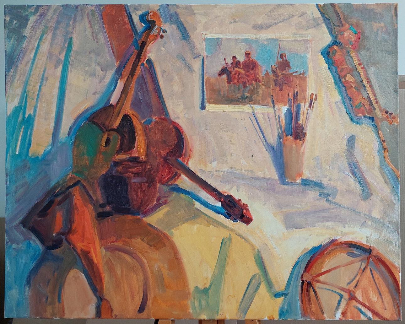 ''The Cossacks began to play'' - Painting by  Oleksandr Khrapachov