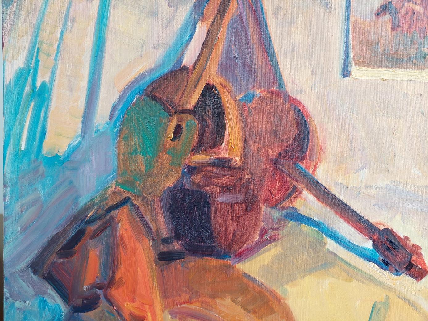 “Cossacks Played” is an impressive painting by Oleksandr Khrapachov that skillfully combines the traditions of Ukrainian still life with the historical themes of the Cossacks. Created in 2023, this 80x100 cm work is a unique synthesis of academic