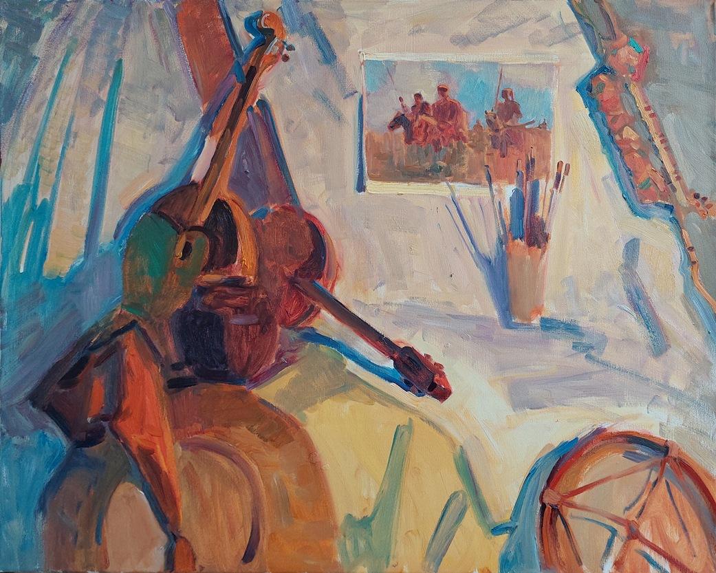  Oleksandr Khrapachov Landscape Painting - ''The Cossacks began to play''