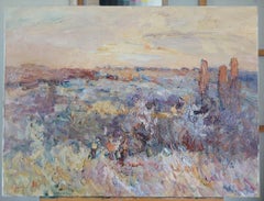 «El calor», pintura paisajística impresionista, óleo sobre lienzo, 2013