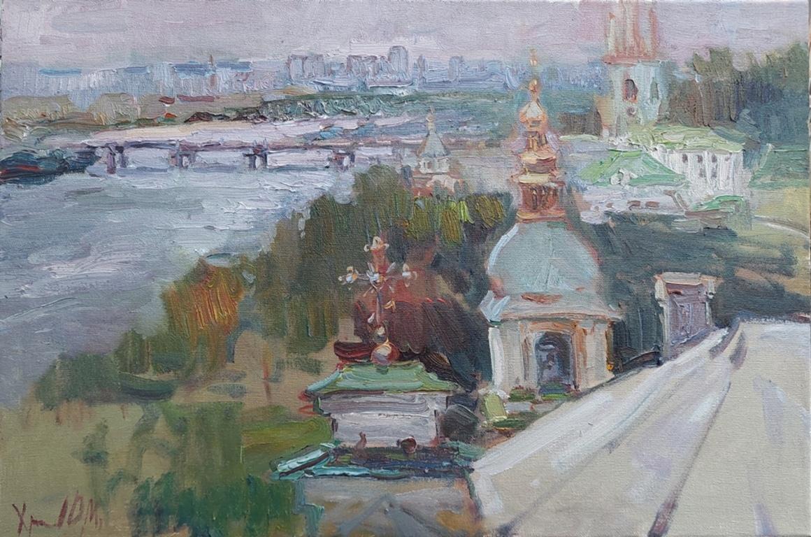  Oleksandr Khrapachov Landscape Painting - "The Lavra. Evening Bells"