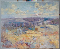 «El camino a casa», pintura paisajística impresionista, óleo sobre lienzo, 2013