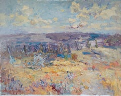 «El camino a casa», pintura paisajística impresionista, óleo sobre lienzo, 2013