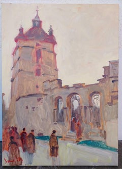 Verso il tempio, Paesaggio impressionista, Olio su tela, 2023
