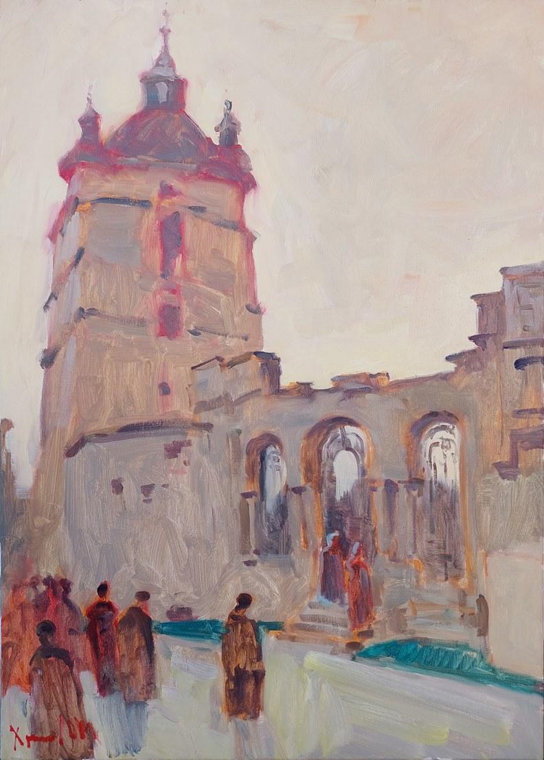 Oleksandr Khrapachov Landscape Painting - "To the Temple"