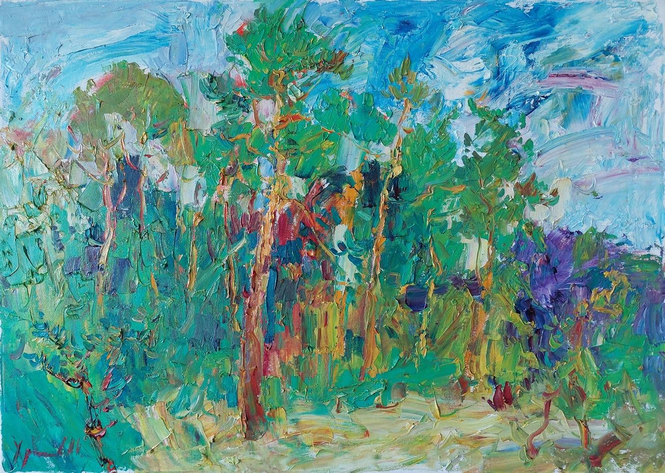 Landscape Painting di  Oleksandr Khrapachov - "Foresta calda"