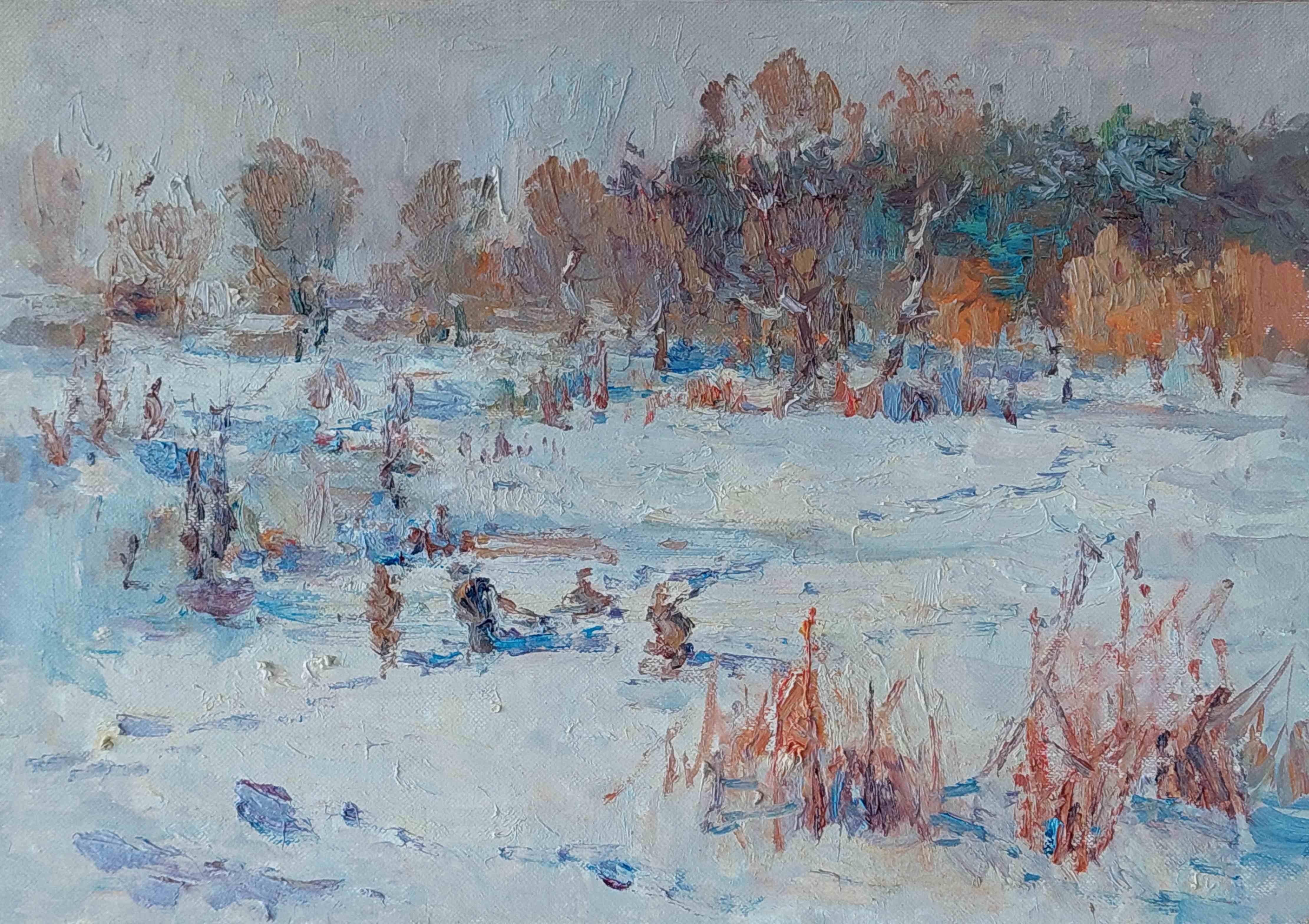  Oleksandr Khrapachov Landscape Painting - Winter. Lake. _