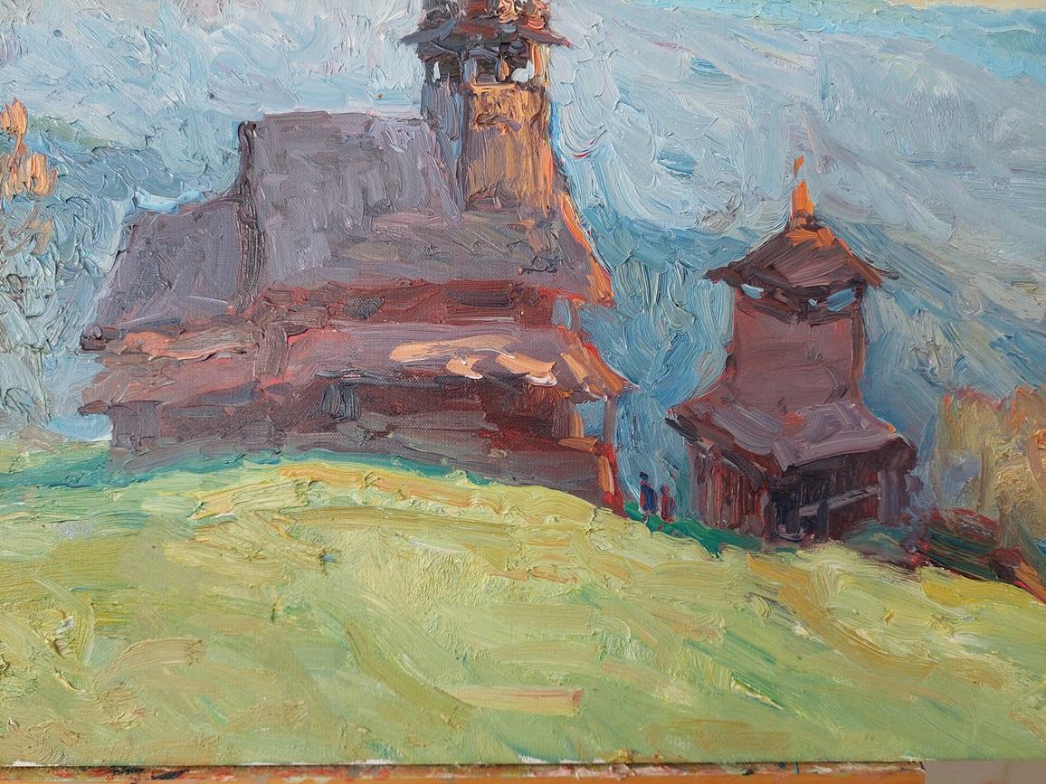 ## A work that captivates the soul and transports it to eternity

In this plein air masterpiece by renowned Ukrainian artist Oleksandr Khrapachov (b. 1981), the spirit of Zakarpattia comes to life with its pristine beauty and deep spirituality. The