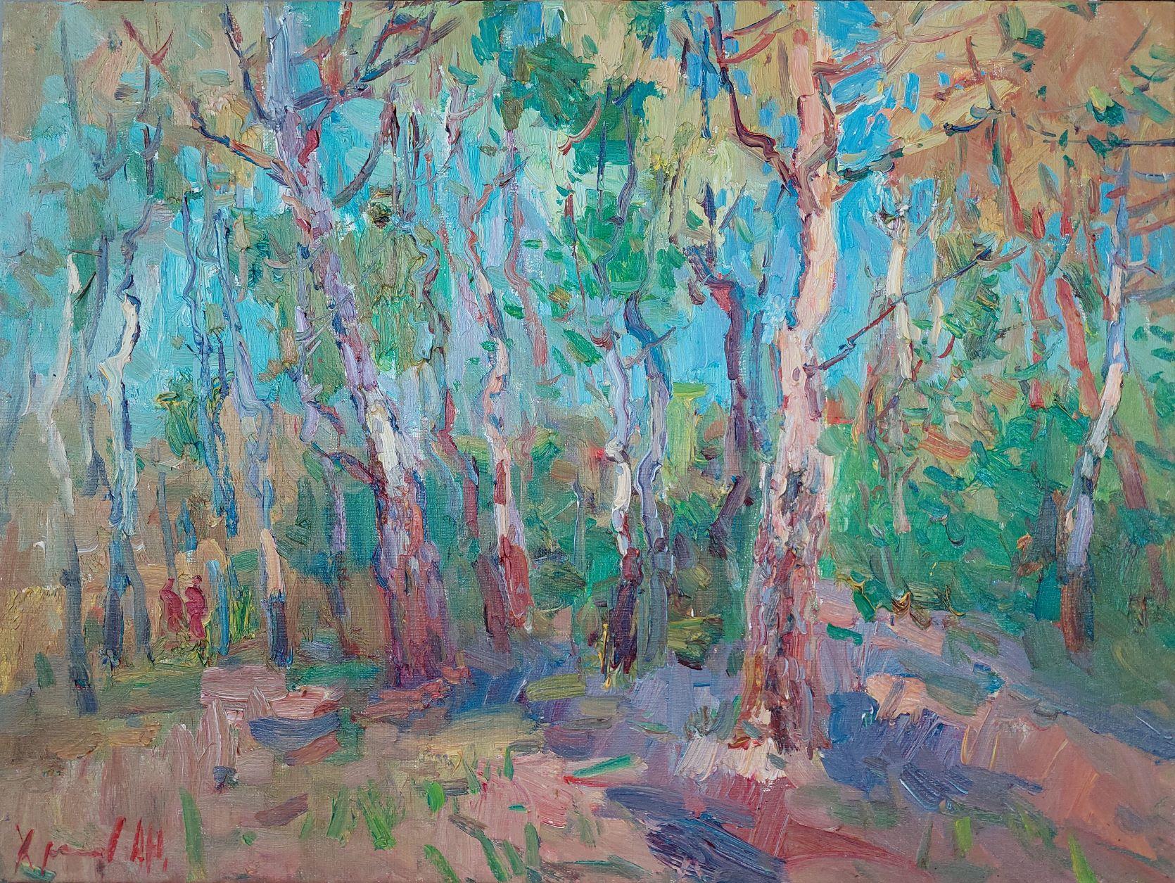 Oleksandr Khrapachov Landscape Painting - Birch grove