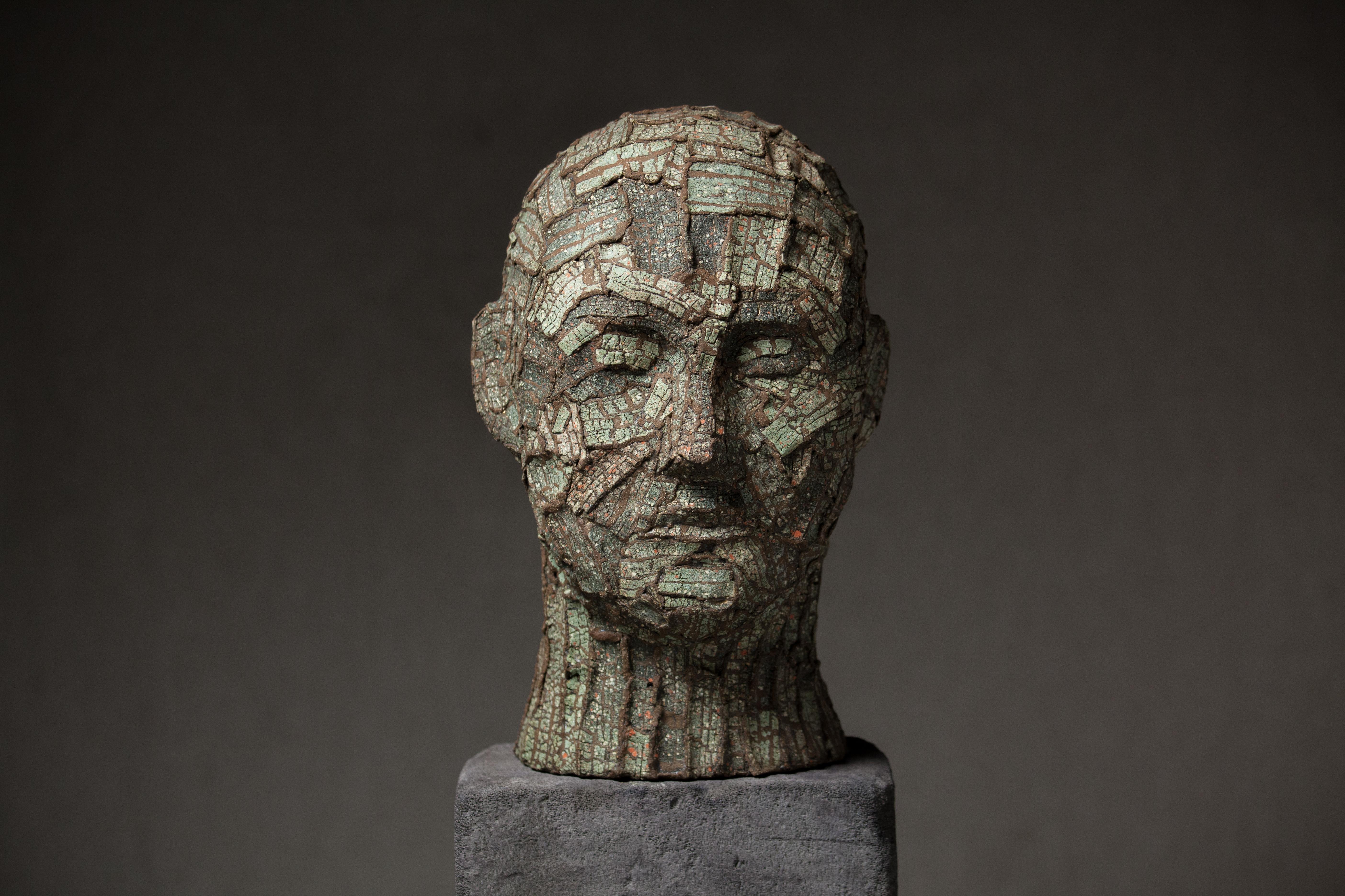 "Head Nr.31" Clay Sculpture Ed. 1/1 17 x 10 x 9 in by Oleksandr Miroshnychenko