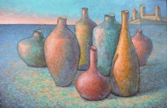 Clay creations series: Sunrise in Spring (1 of 4), Painting, Oil on Canvas