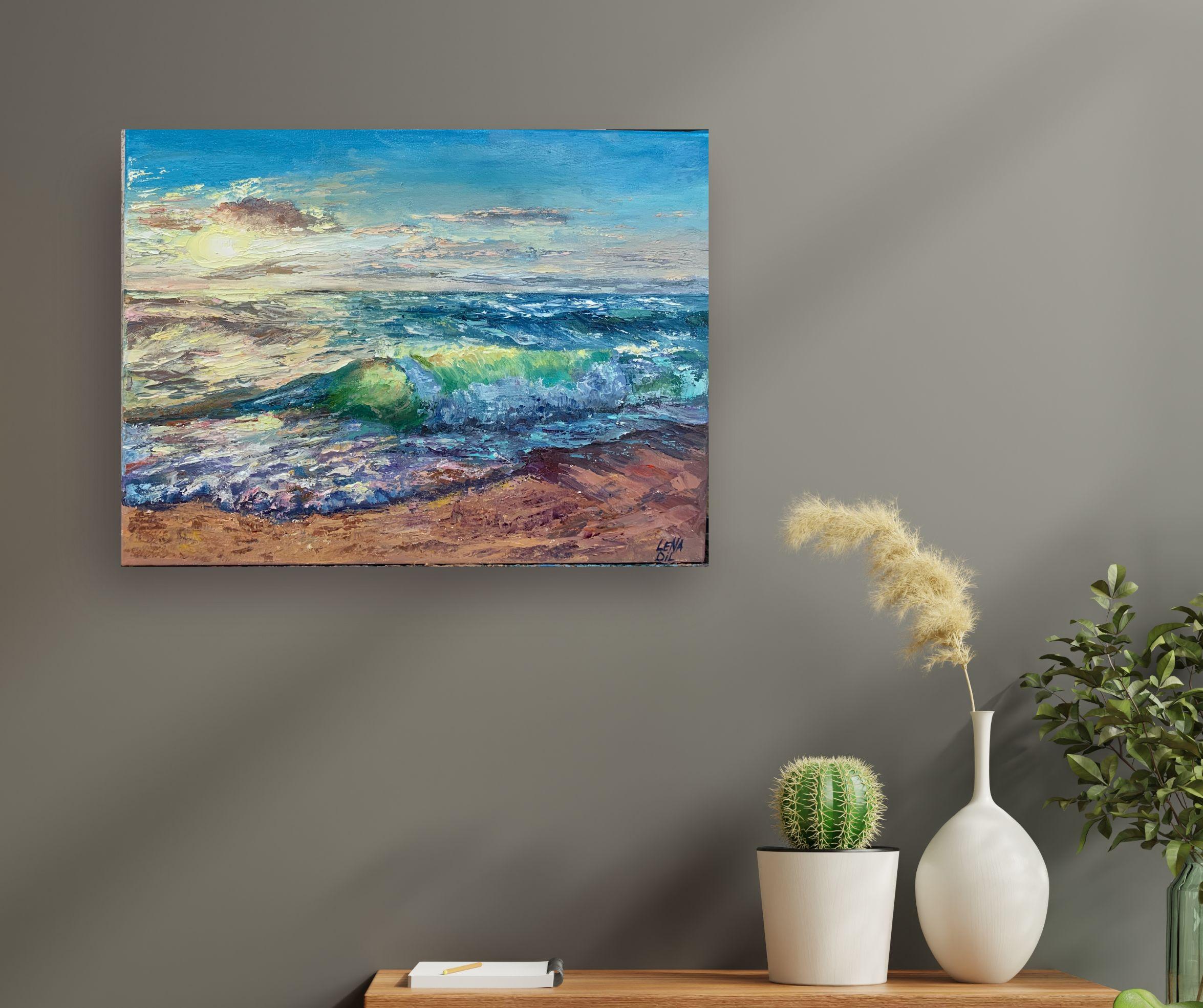 Breath of the Sea - originales zeitgenössisches realistisches Gemälde einer Wasserlandschaft (Fotorealismus), Art, von Olena Dil