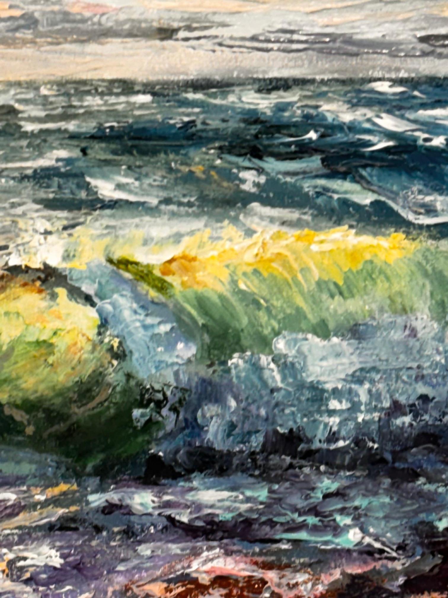 Breath of the Sea - originales zeitgenössisches realistisches Gemälde einer Wasserlandschaft (Grau), Landscape Painting, von Olena Dil