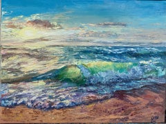 Respiro del mare - quadro originale di realismo contemporaneo con paesaggio acquatico